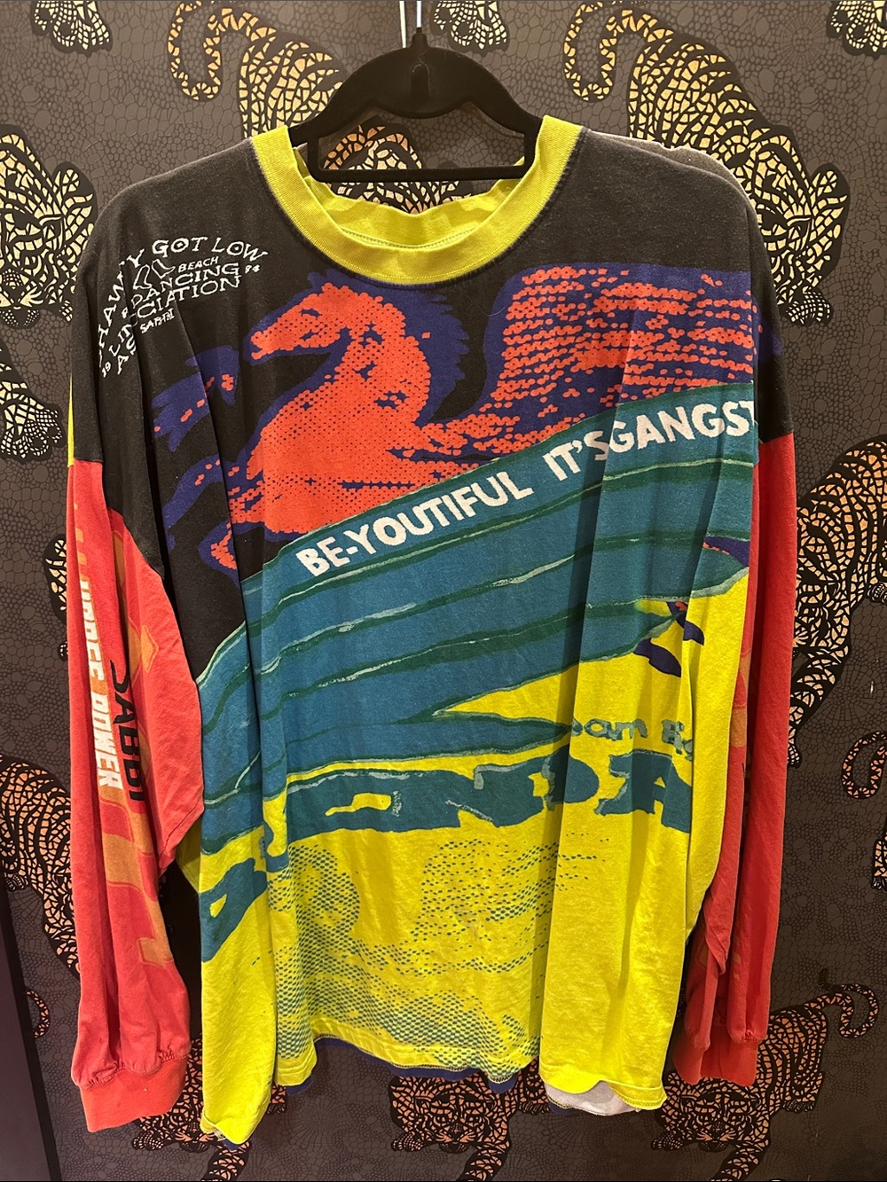Graphic Long-Sleeve Tee in Yellow, Blue & Red